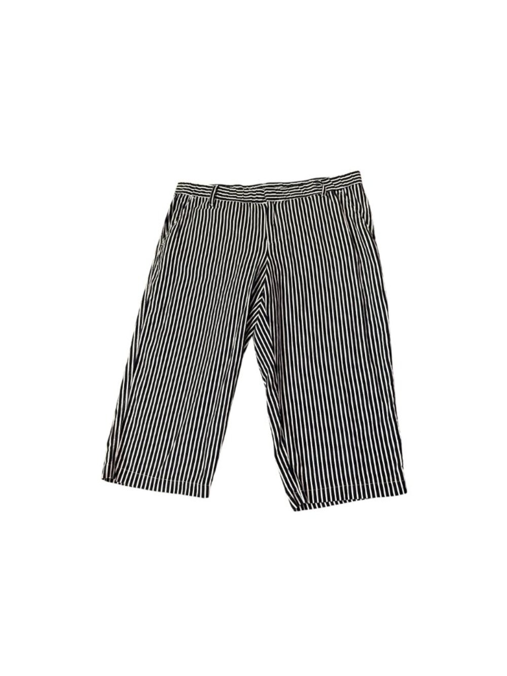 Liz Claiborne Cropped Pants Womens XL Navy White Stripe Linen Used - Picture 3 of 14